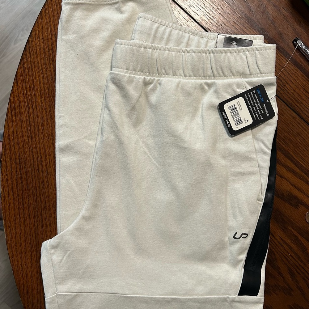 White Jogger Pants with Black Stripe